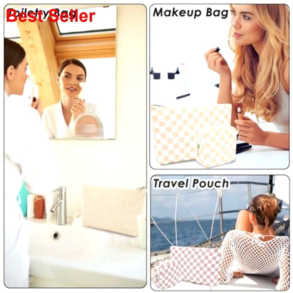 Travel Makeup Bag Organizer with Zipper Compartments Water Resistant Fabric - Picture 6 of 6